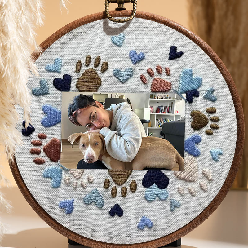 Rubbyoo Embroidery Photo Frame Kit - Adorable Paw Print | Memorable Handmade Craft | Diy Needle Artwork  - image 5