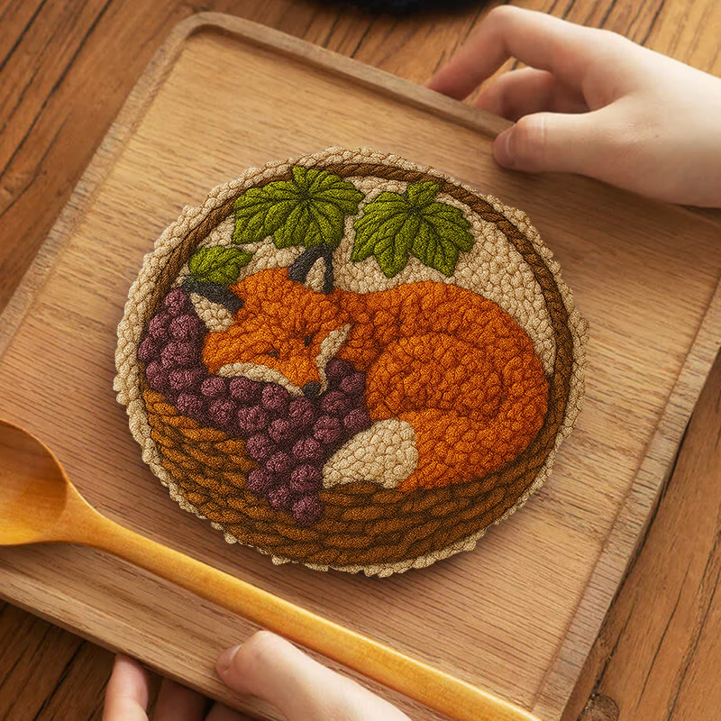 Sleeping Fox Punch Needle Kit - Diy Animal Coaster | Perfect For Home Decor - 5 inch Coaster Kit - image 10