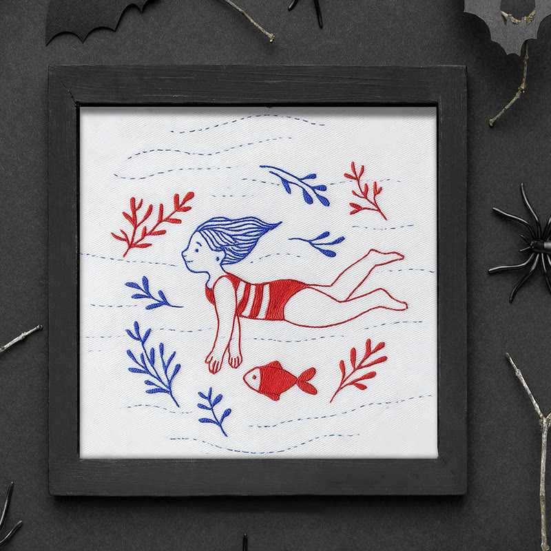 Rubbyoo Embroidery Kit - Diving Girl | Easy Handmade Ornament | Diy Summer Craft - image 9