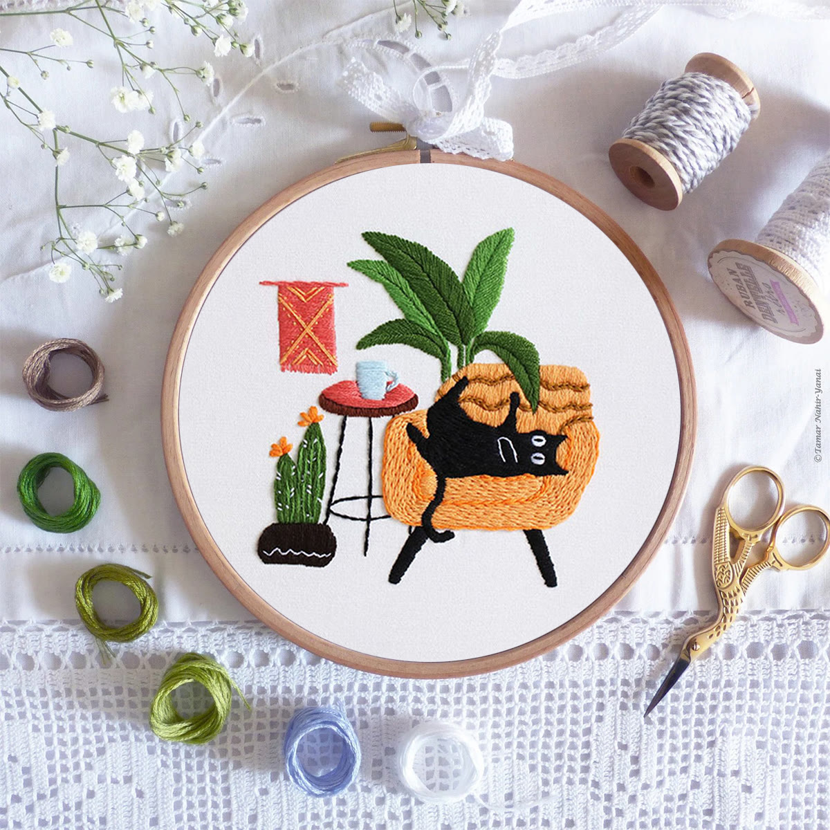 Rubbyoo Embroidery Kit -  Lazy Cat On The Sofa - image 8