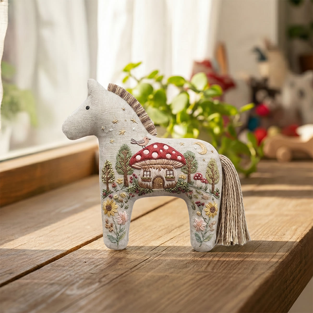 Rubbyoo Dala Horse Embroidery Kit - Mushroom House | Unique Gift For Her | Cute Bag Charm - image 4