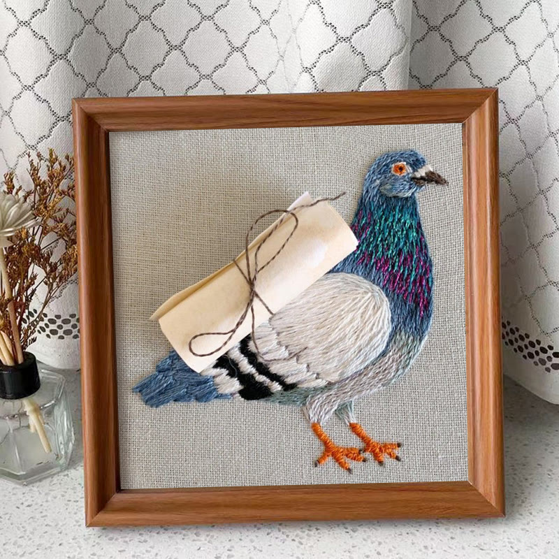 Rubbyoo Embroidery Kit - Carrier Pigeon | Diy Bird Handicraft | Creative Home Decor - Embroidery Kit Plus An Extra Frame - image 10