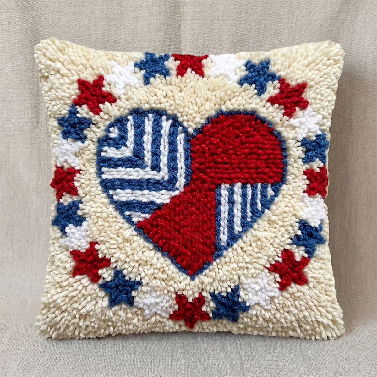 Rubbyoo Latch Hook Pillow Kit - Patriotic Heart | Handmade Pillow Cover | Diy Decorative Cushion - image 8
