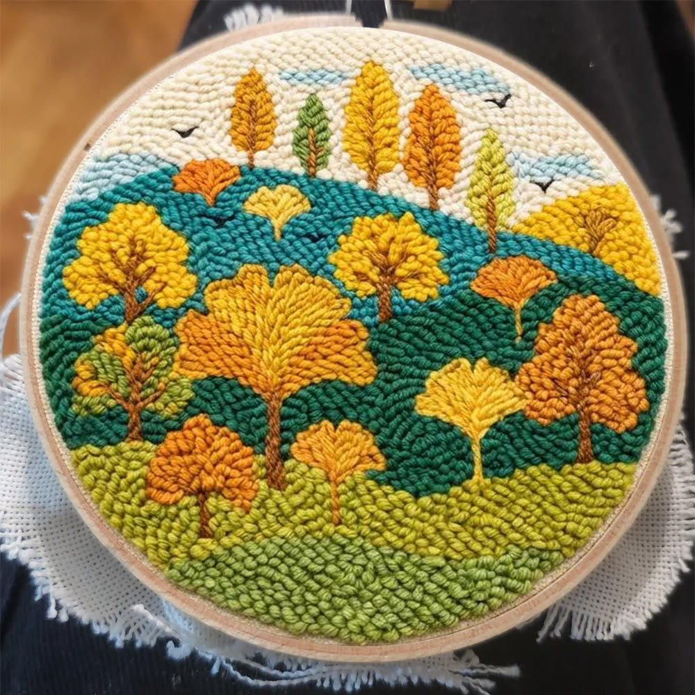 Autumnal Colorful Woods Punch Needle Kit – Easy Diy Creation | Delightful Art Gift - image 7