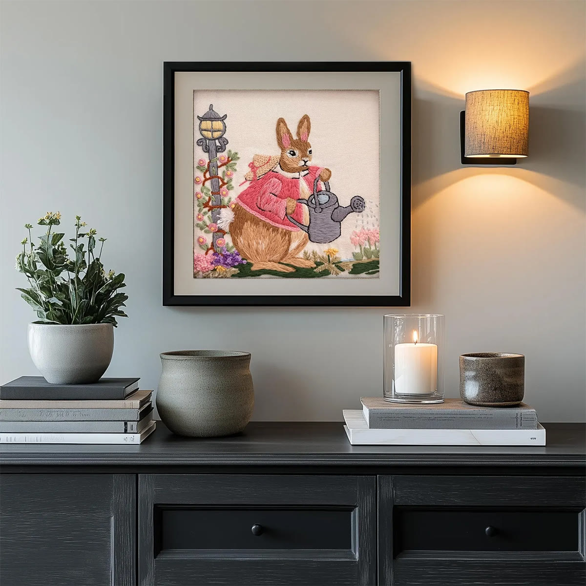 Rubbyoo Embroidery Kit - Watering Bunny | Adorable Animal Craft | Perfect Wall Ornament - image 3