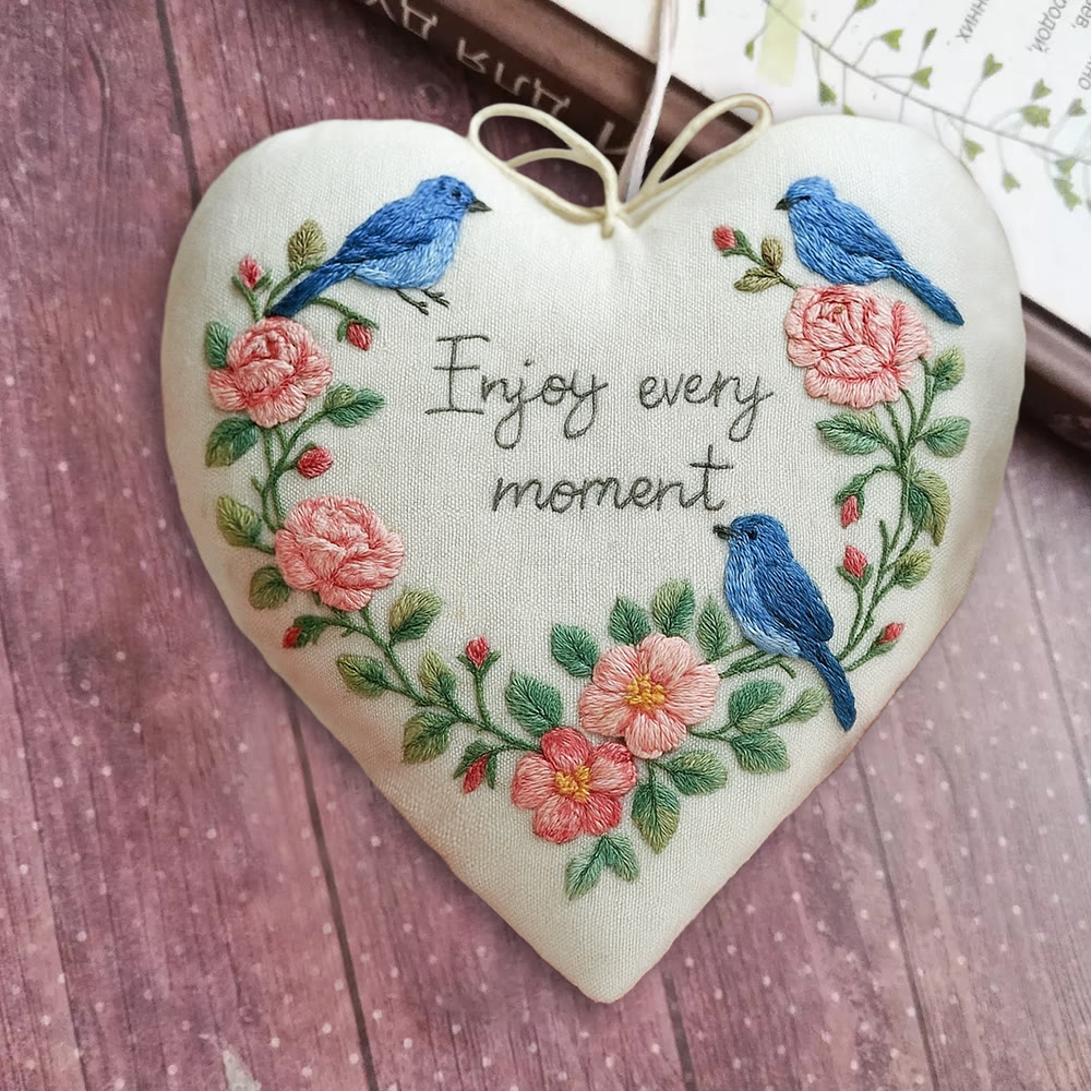 Rubbyoo Heart Embroidery Kit - Enjoy Every Moment | Handmade Wall Decor | Perfect Gift For Crafter - image 7