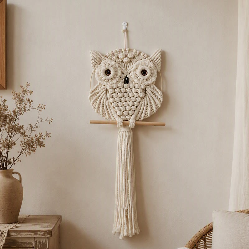 Rubbyoo Macrame Owl Wall Hanging  - Boho Nursery Decor | Cute Animal Wall Art  - image 3