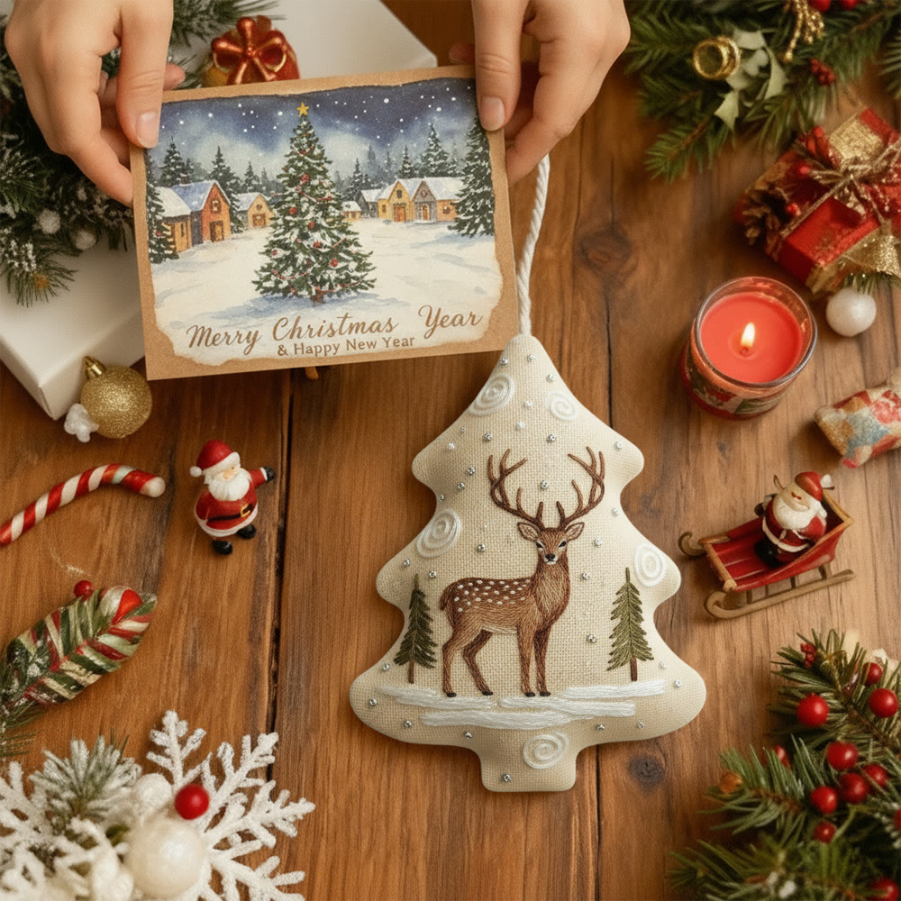 Rubbyoo Tree-shaped Embroidery Kit - Stag Deer | Fun Diy Craft For Beginners | Whimsical Holiday Decor - image 7