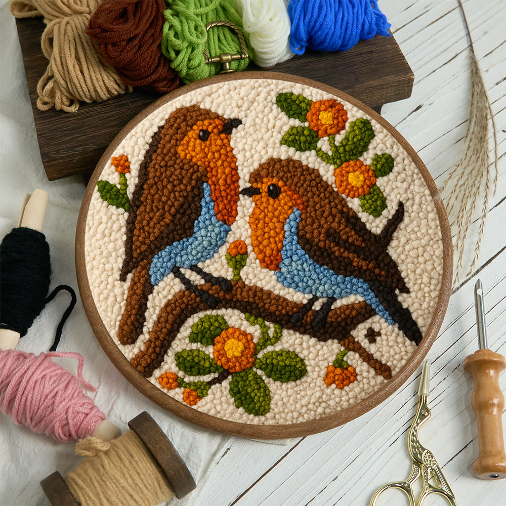 Twin Songbirds Floral Branch Punch Needle Kit – Diy Hand Embroidery | Elegant Home Decor Accent - image 11