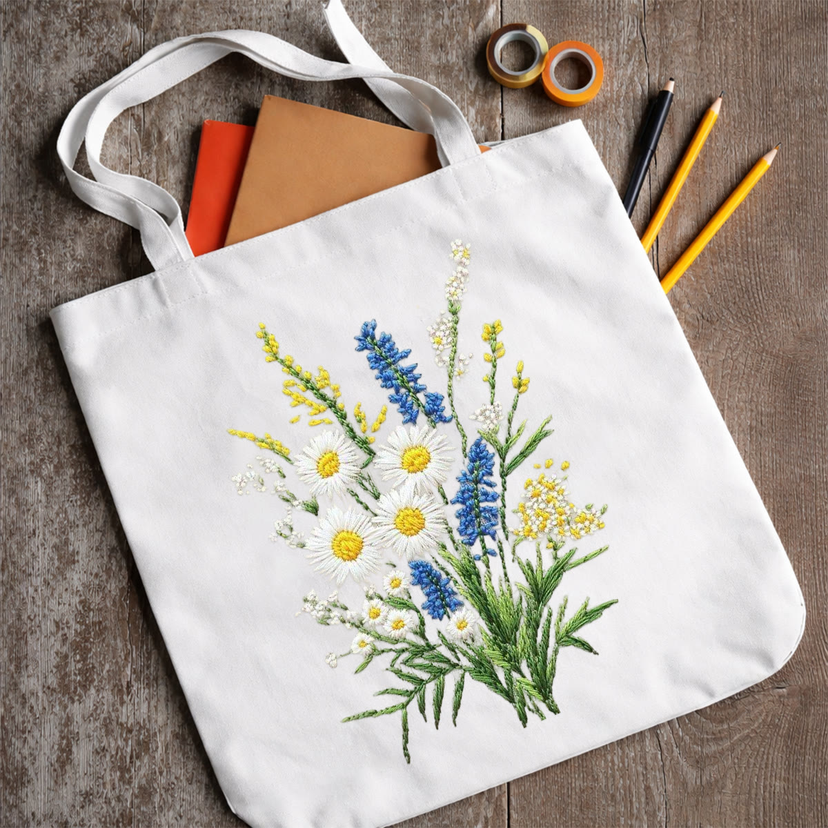 Rubbyoo Embroidery Tote Bag Kit - Little Daisies | Diy Craft Gift | Handmade Shoulder Bag - image 9