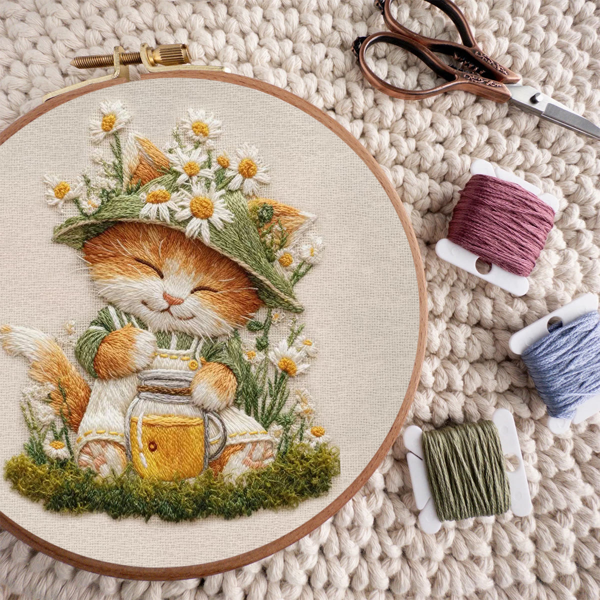 Rubbyoo Embroidery Kit - Floral Kitten | Lovely Animal Art | Gift For Home Decoration  - image 10