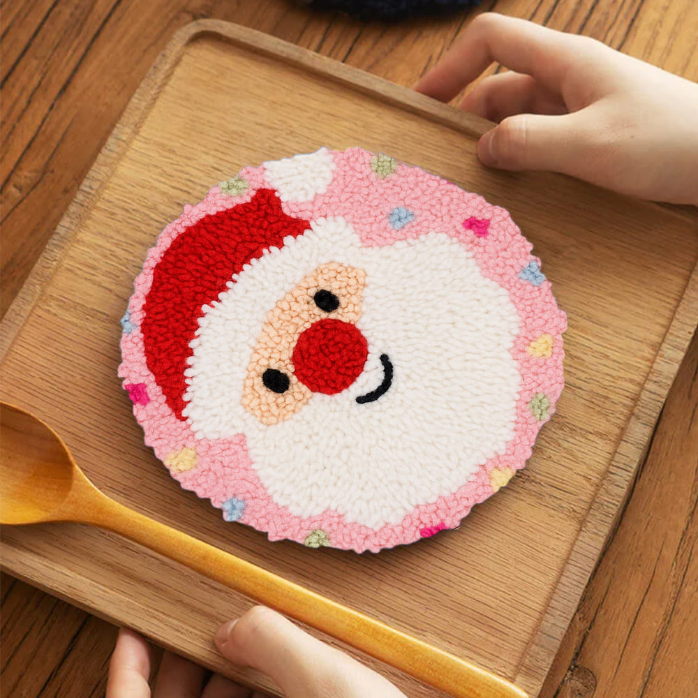 Adorable Santa Claus Punch Needle Kit - Christmas Celebration Gift | Perfect Diy Handicraft For Kid  - 5 inch Coaster Kit - image 12