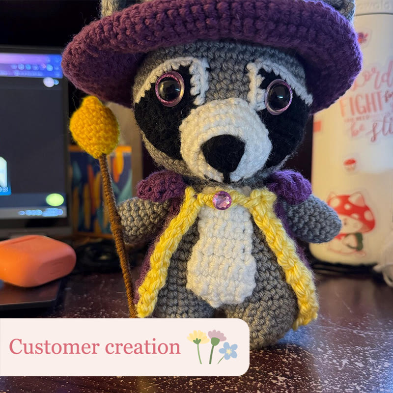 Diy Handmade Raccoon Wizard Crochet Kit -  Animal Needle Toy |  Great Birthday Gifts | Kids Crocheted Craft - image 8