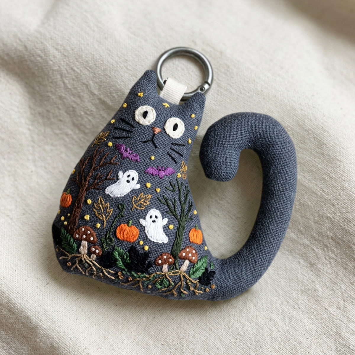 Rubbyoo Cat Embroidery Kit - Mushroom And Ghost | Unique Keepsake For Cat Lovers | Goblincore Home Decor Accent - image 5