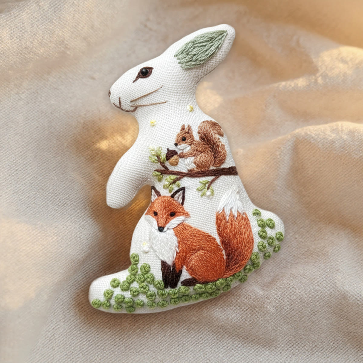 Rubbyoo Rabbit Embroidery Kit - Squirrel And Fox | Animal Stitch Craft | Unique Handmade Art - image 9