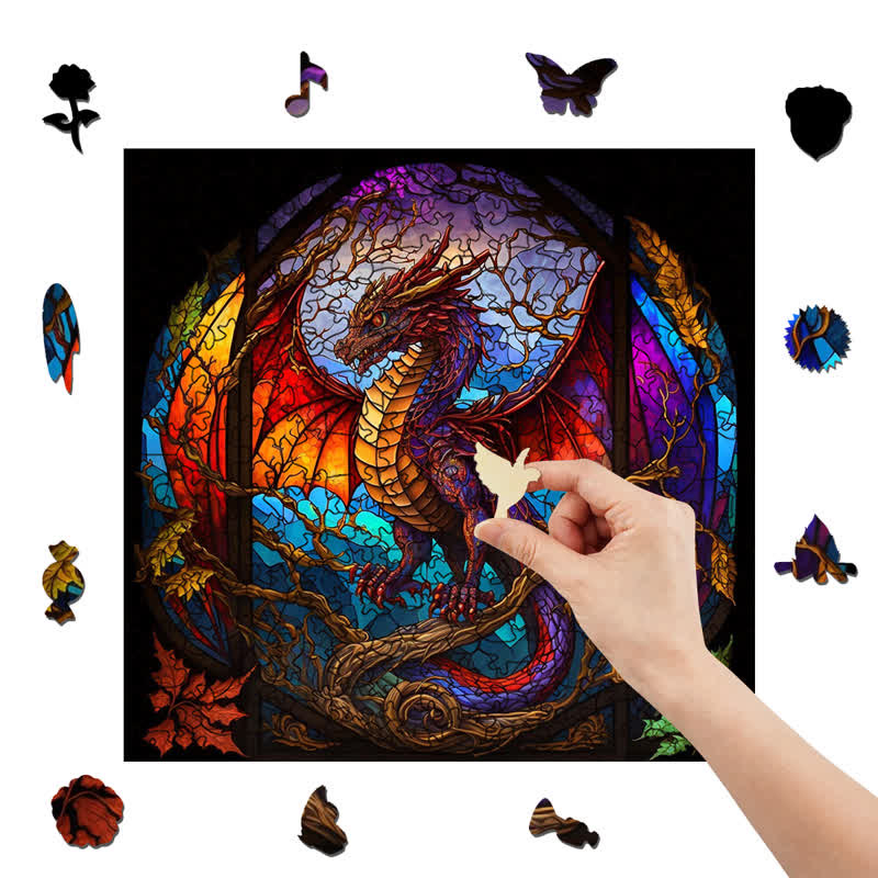 Rubbyoo Dragon Stained -1 Wooden Jigsaw Puzzle
