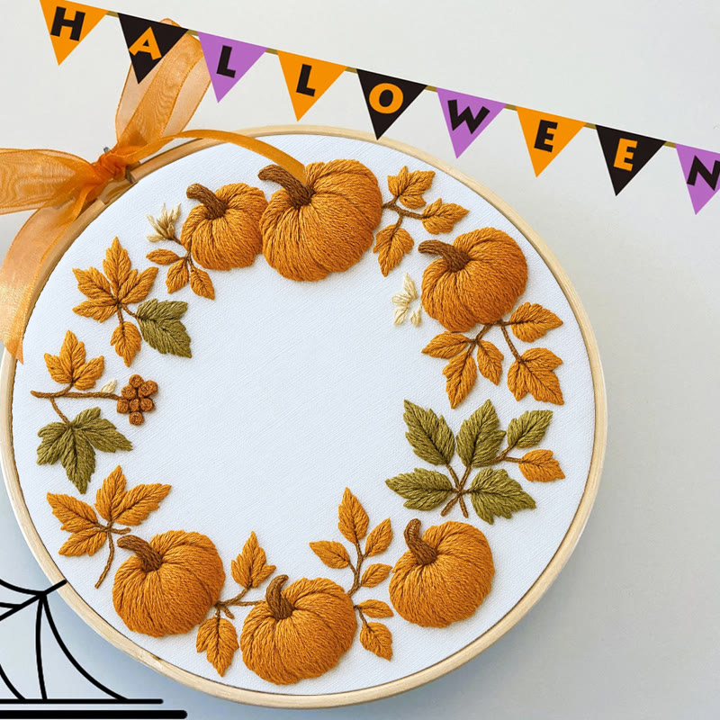 Rubbyoo Embroidery Kit - Pumpkin Wreath | Creative Needle Art | Easy Halloween Handicraft - image 7