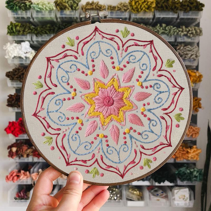 Rubbyoo Embroidery Kit - Pastel Mandala Motif | Gentle Diy | Artistic Home Addition - image 6