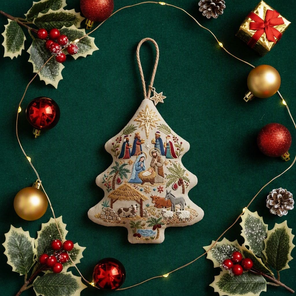 Rubbyoo Tree-shaped Embroidery Kit - The Birth Of Jesus | Ideal Religious Christmas Accent | Christian Nativity Scene Craft - image 8
