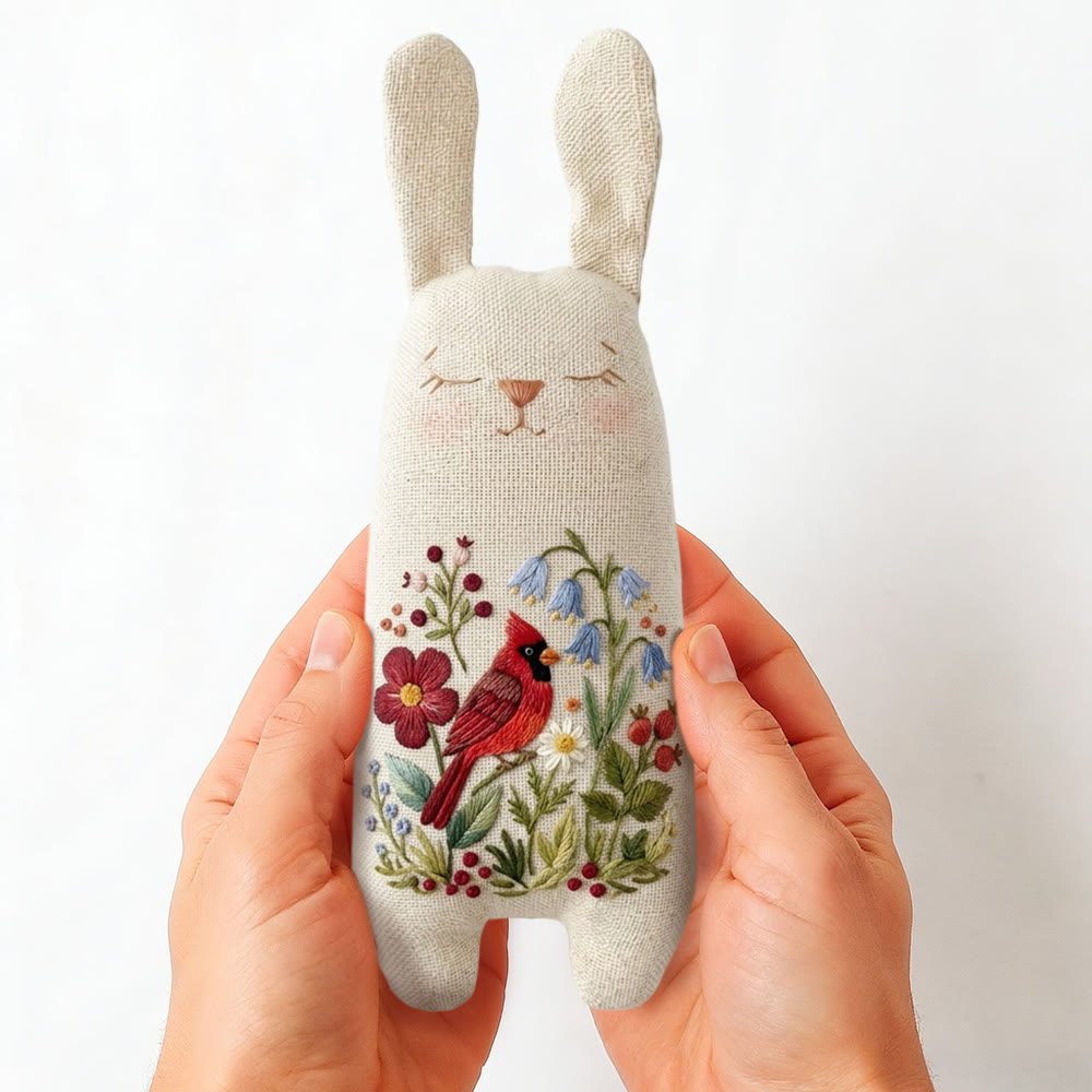 Rubbyoo Bunny Toy Embroidery Kit - Floral Cardinal Bird | Spring Handmade Craft | Sewing Animal Toy - image 9