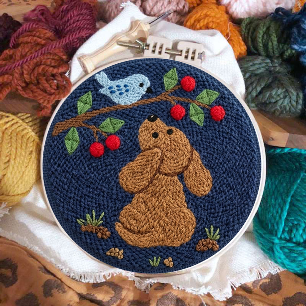 Cute Dog And Blue Bird Punch Needle Kit - Cozy Home  Decor | Personalized Gift For Crafters - image 5