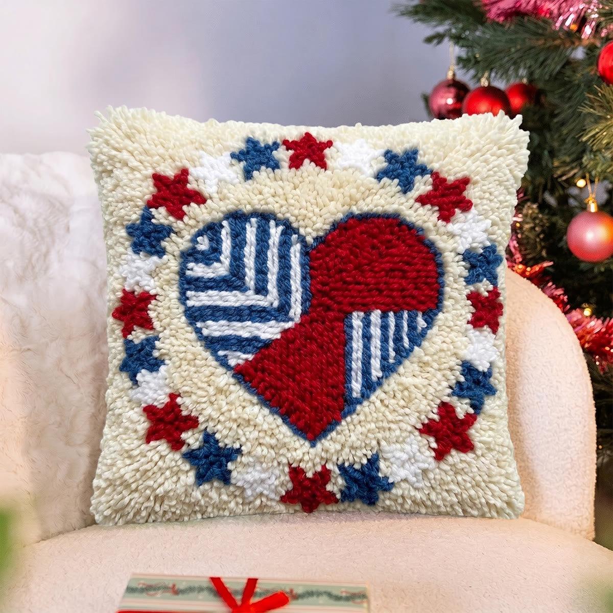 Rubbyoo Latch Hook Pillow Kit - Patriotic Heart | Handmade Pillow Cover | Diy Decorative Cushion - image 7