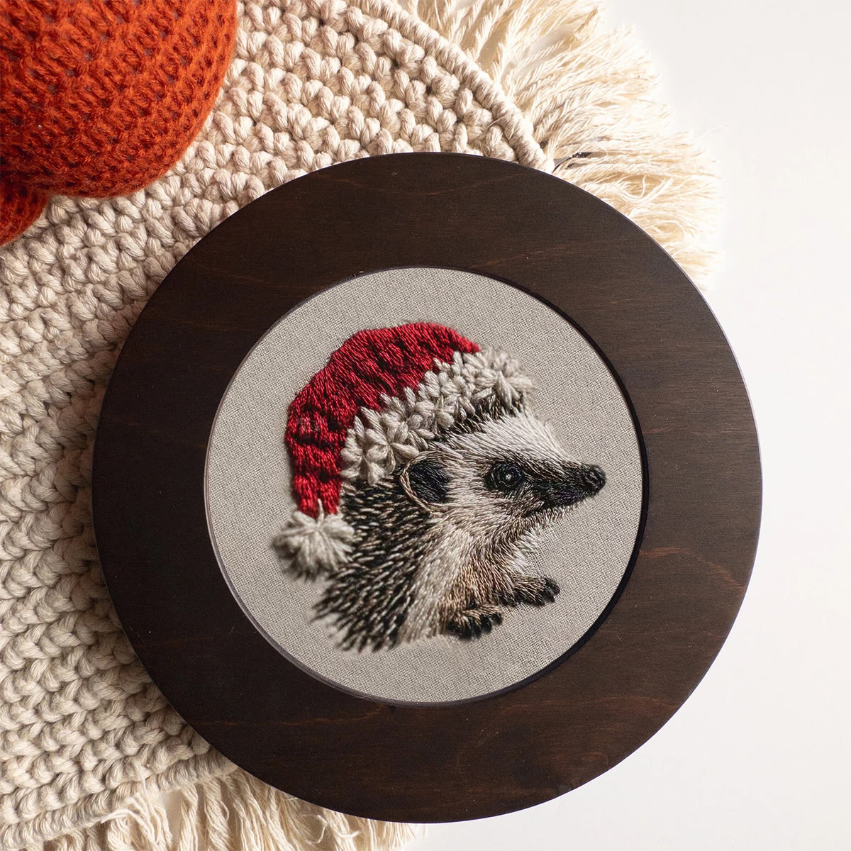 Rubbyoo Embroidery Kit - Hedgehog  Christmas Hat | Winter Woodland Animal | Christmas Stitch Art - image 6