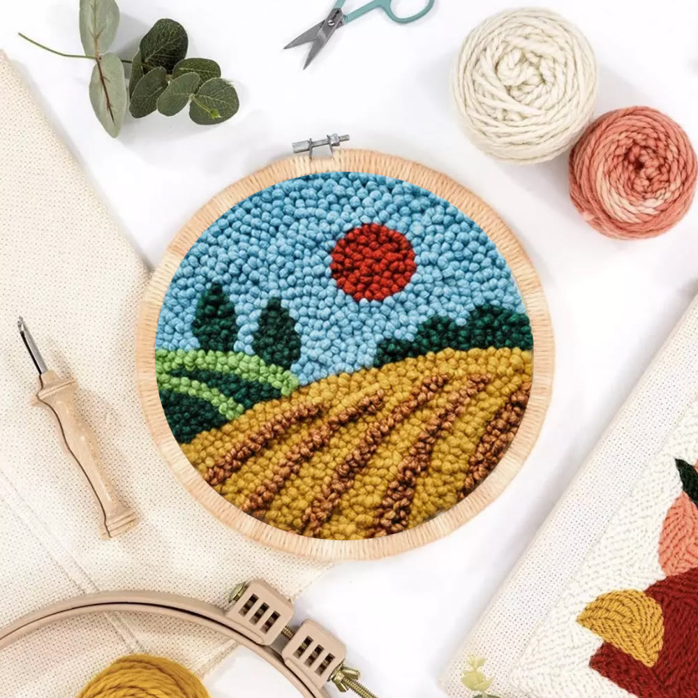 Sunset Countryside Landscape Punch Needle Kit – Cozy Home Handcraft | Newbie-friendly Diy Project - image 6