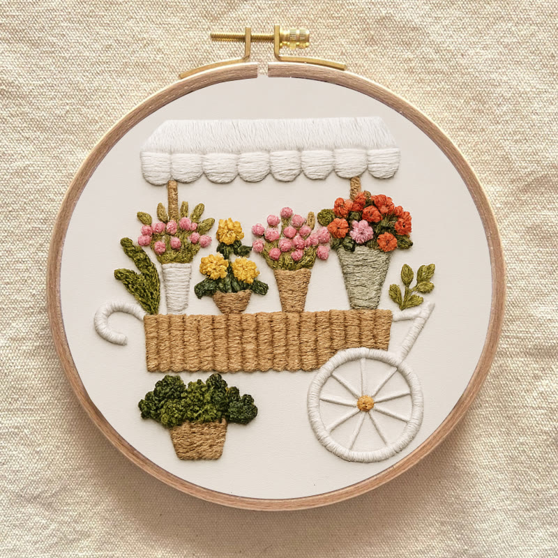 Rubbyoo Embroidery Kit - Charming Floral  Cart | Diy Handmade Craft | Unique Desk Decor - image 10