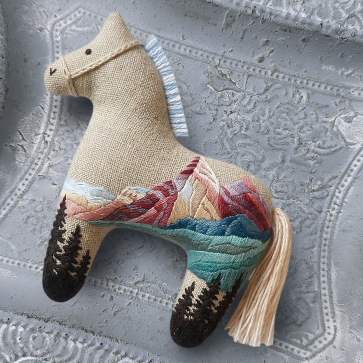 Rubbyoo Dala Horse Embroidery Kit - Mountain View | Mini Stuffed Animal Toy | Beginner Handmade Art  - image 8