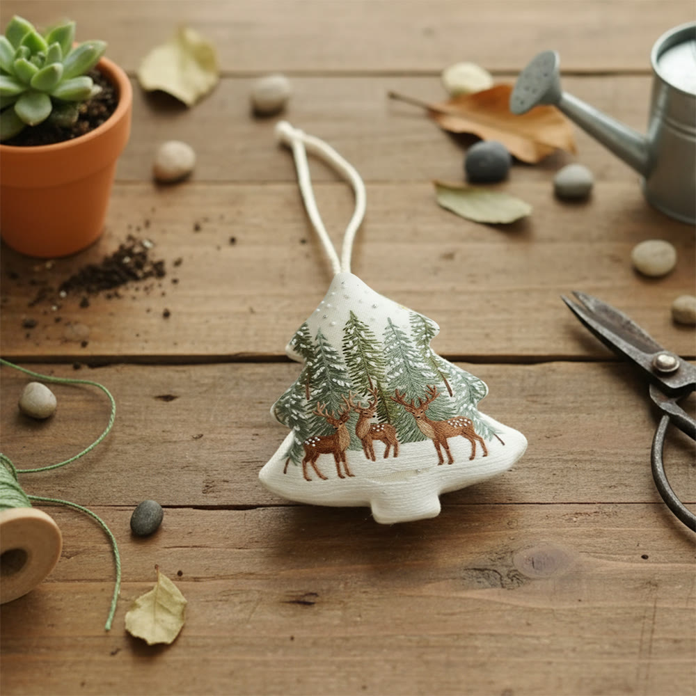 Rubbyoo Tree-shaped Embroidery Kit - Winter Forest | Winter Collection Craft | Unique Needle Art - image 5