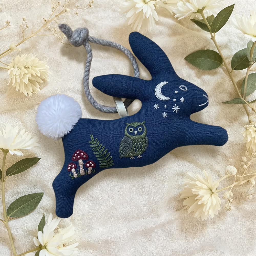 Rubbyoo Rabbit Embroidery Kit - Night Owl And Crescent Moon | Breezy Diy | Sweet Handmade Treasure - image 4