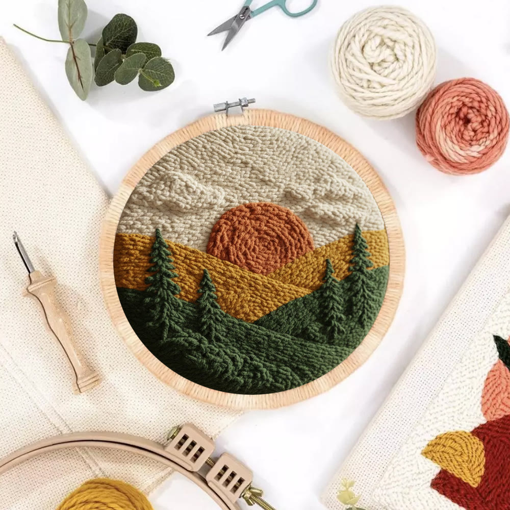 Autumnal Sunset Mountain Forest Punch Needle Kit – Top Gifting Choice | Cozy Warm Home Decor - image 3