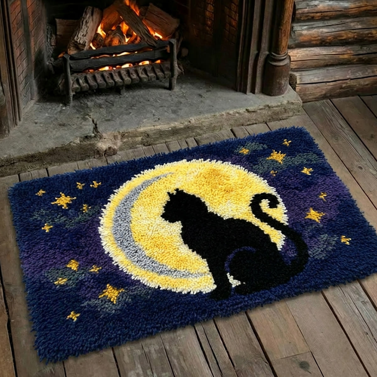 Rubbyoo Latch Hook Rug Kit - Black Cat And  Full Moon | Gift For Cat Lovers | Bedroom Accent Rug - image 9