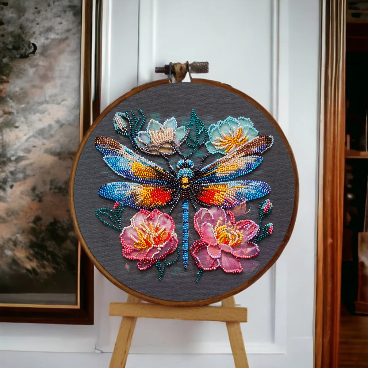 Rubbyoo Bead Embroidery Kit - Floral Dragonfly | Colourful Insect Handicraft | Diy Home Decoration - image 4