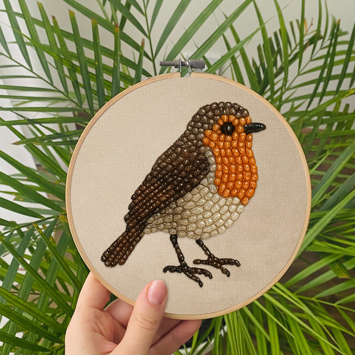 Rubbyoo Bead Embroidery Kit - Robin Bird | Diy Hoop Art | Perfect For Desk Ornament  - image 9