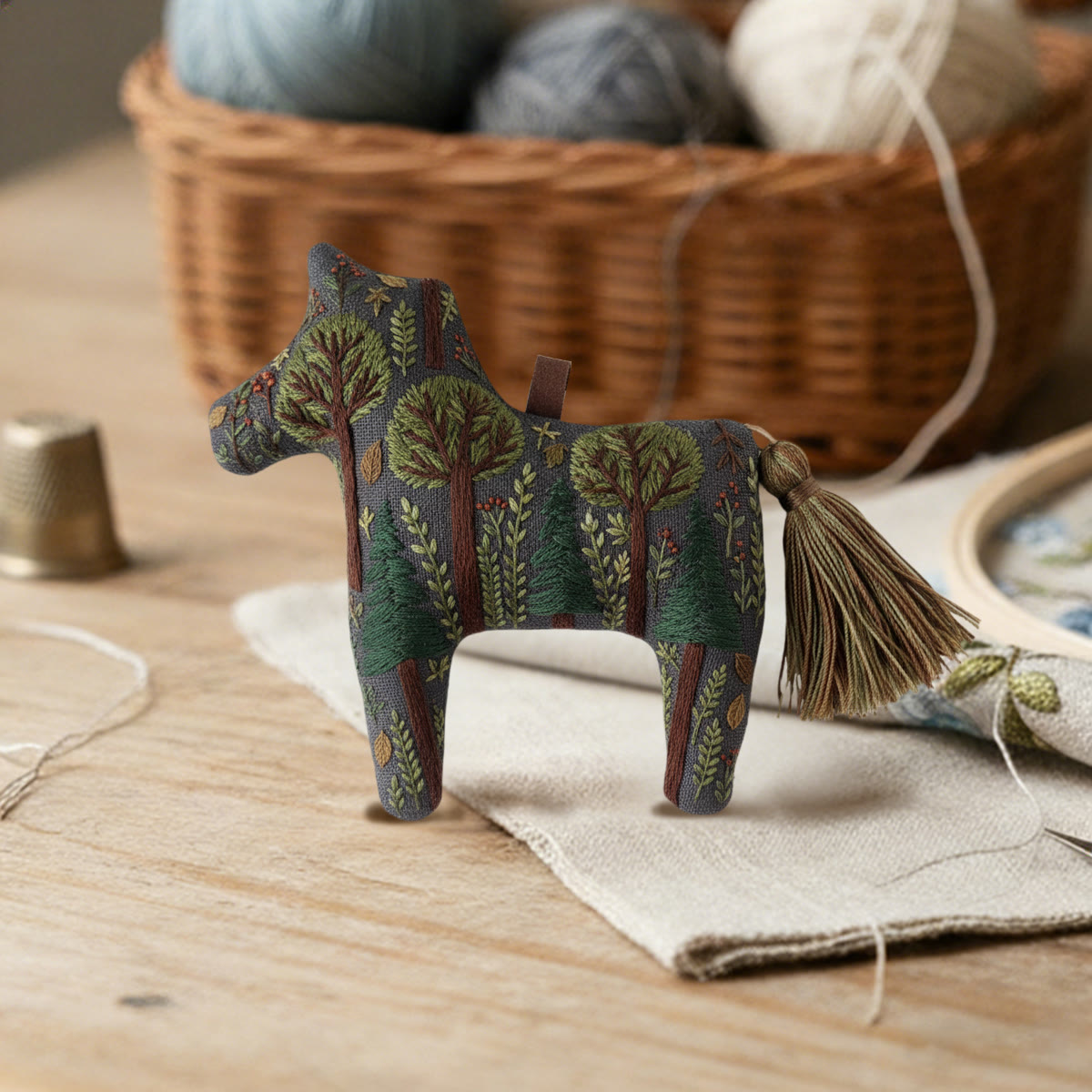 Rubbyoo Dala Horse Embroidery Kit - Green Forest | Handmade Gift | Whimsical Ornament  - image 3