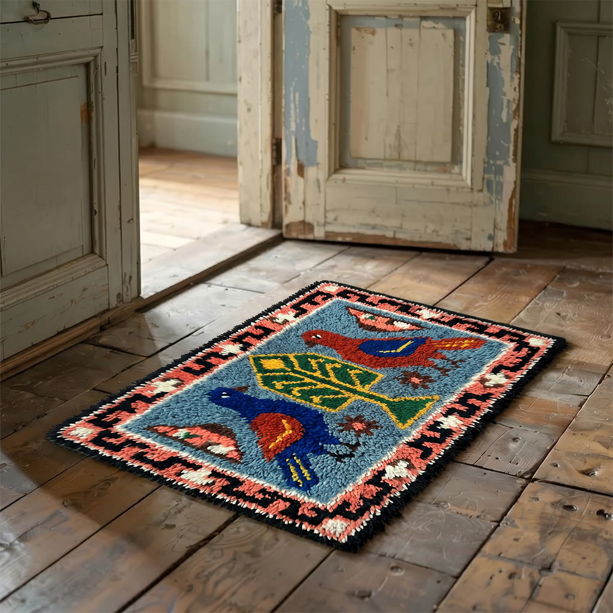 Rubbyoo Latch Hook Rug Kit - Vibrant Bird | Swedish Folk Carpet Art | Unique Hanging Decor - image 5