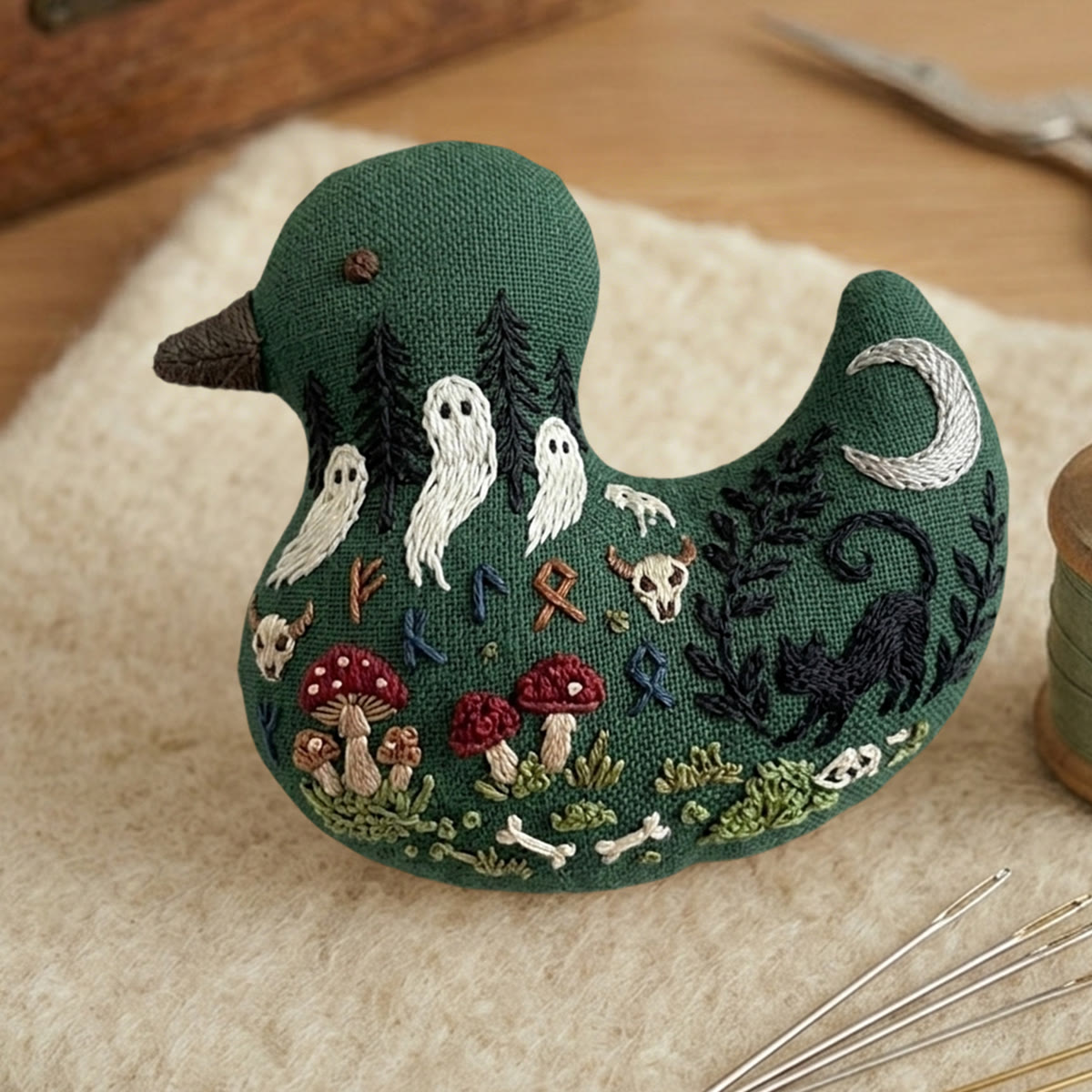 Rubbyoo Duck Embroidery Kit - Nordic Rune And Animal Skull  | Unique Gift | Witchy Altar Decor - image 5