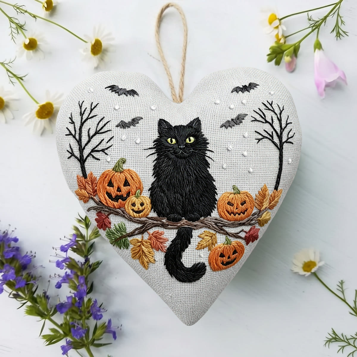Rubbyoo Heart Embroidery Kit - Black Cat And Pumpkin | Happy Halloween Handicraft | Diy Holiday Needlepoint - image 7