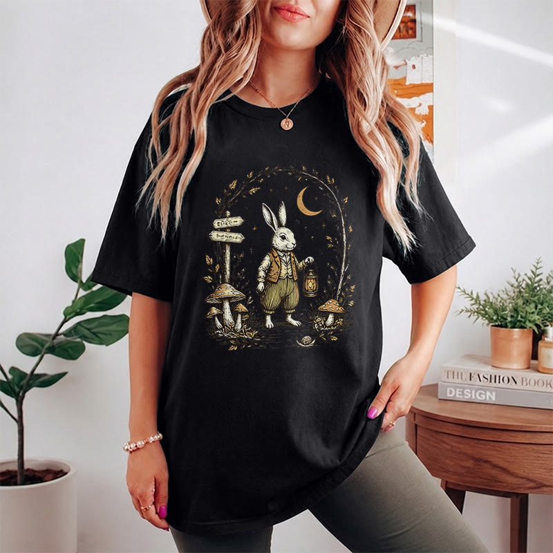 Rubbyoo Woodland Rabbit Graphic Tee  - Special Birthday Gift For Her | Fairy-tale Style Rabbit & Forest Graphic - image 13