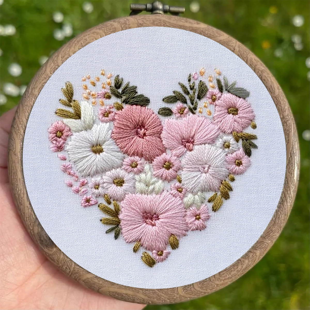 Rubbyoo Embroidery Kit - Delicate Pastel Floral Heart Cluster | Novice-Friendly DIY | Gentle Fresh Entry-Level Piece - image 5