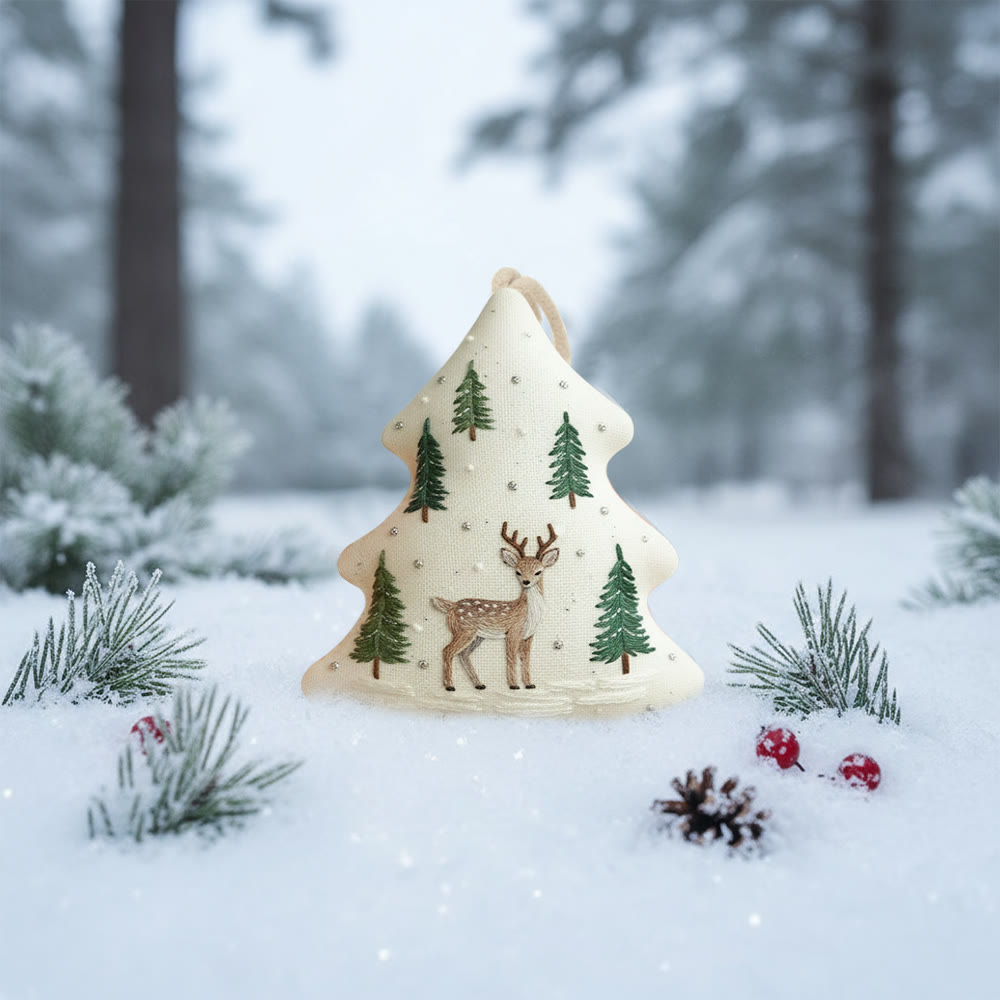 Rubbyoo Tree-shaped Embroidery Kit - Sika Deer | Diy Animal Stitch | Nice Gift For Handmade Lovers - image 4