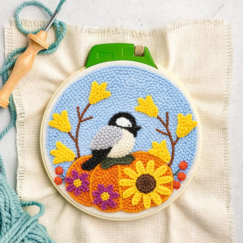 Autumn Pumpkin Bird Punch Needle Kit – Novice-friendly Diy | Seasonal Decor Accent - image 3