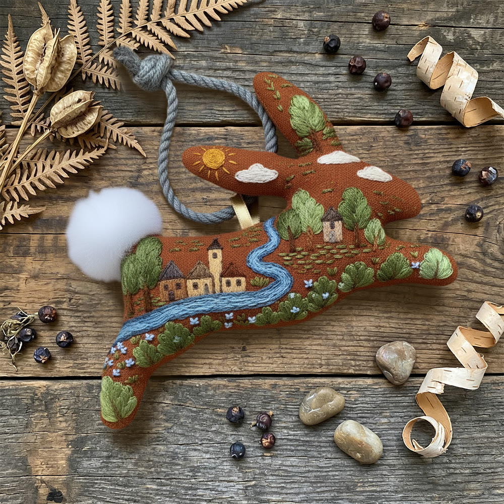 Rubbyoo Rabbit Embroidery Kit - Happy Town |  Diy Landscape Craft | Perfect Home Decor - image 3