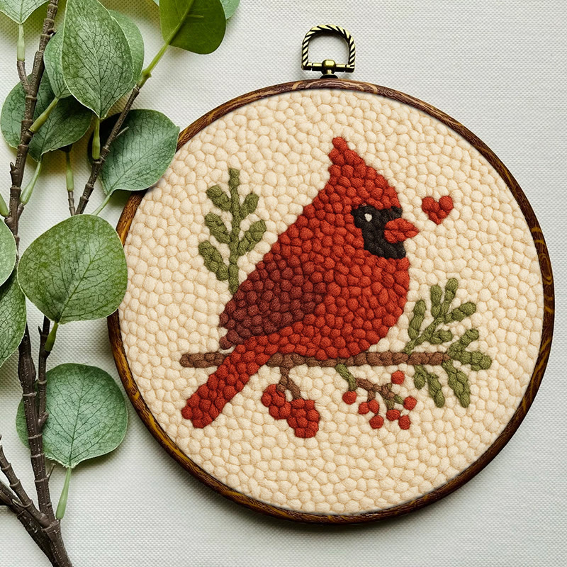  Red Bird Punch Needle Kit - Easy For Beginner | Perfect Christmas Gift Idea - image 5