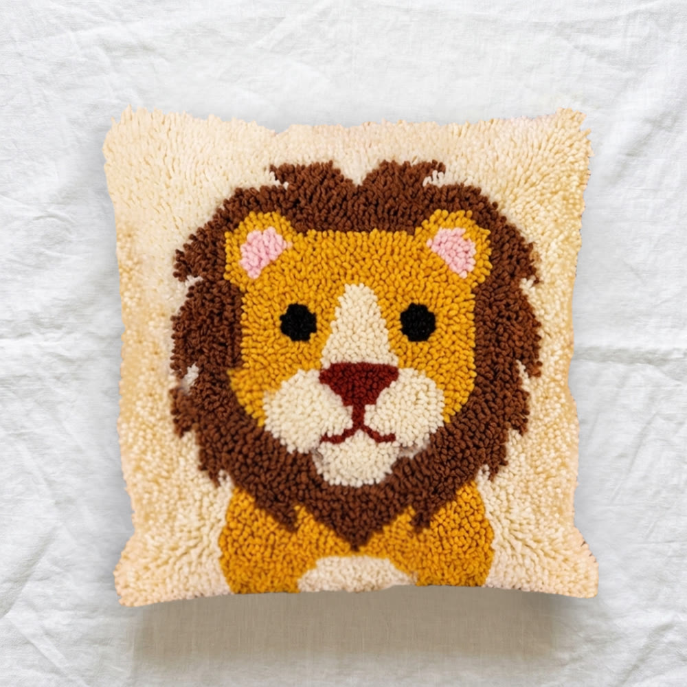 Rubbyoo Latch Hook Pillow Kit - Cute Lion | Handmade Sofa Decoration | Diy Cushion Cover  - image 6