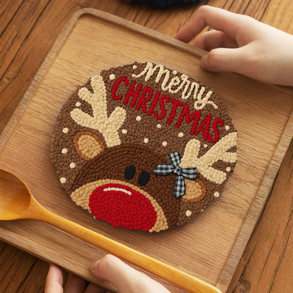  Christmas Reindeer Punch Needle Kit - Diy Christmas Coaster | Unique Housewarming Handicraft - image 11