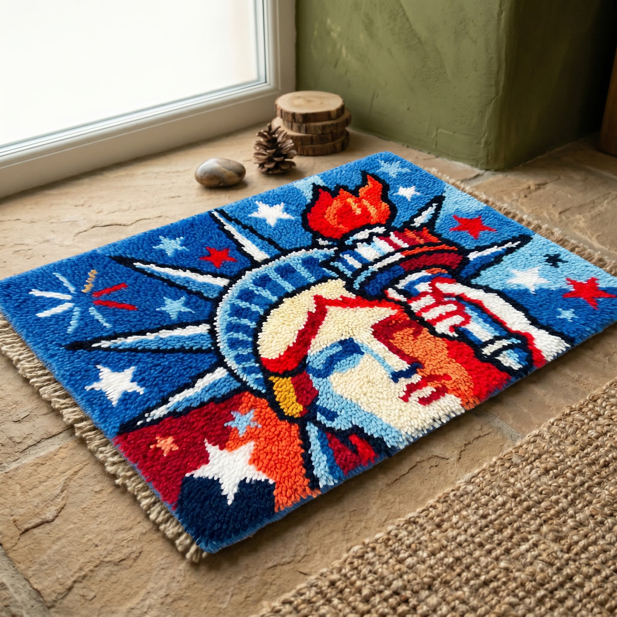 Rubbyoo Latch Hook Rug Kit - Statue Of Liberty | America 250th Anniversary Keepsake | NYC Souvenir Accent Mat For Living Room - image 8