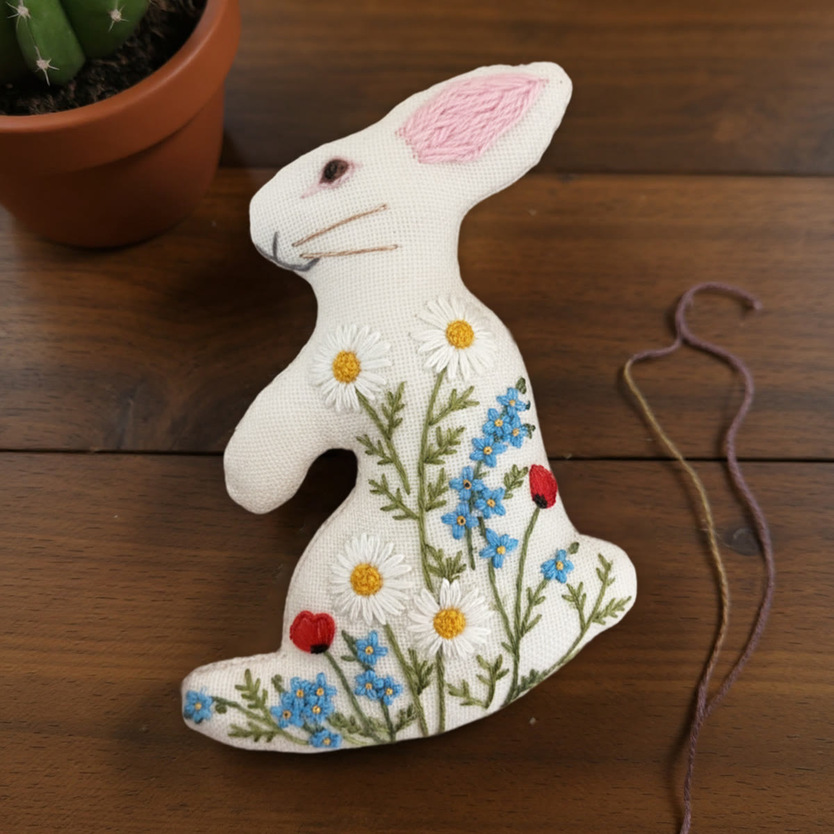 Rubbyoo Rabbit Embroidery Kit - Wildflowers | Beautiful Flower Art | Special Holiday Craft - image 3